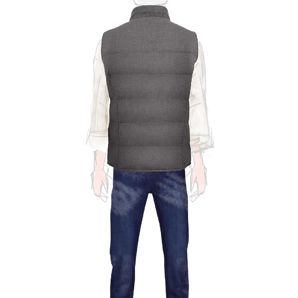 Rubinacci Gilet trapuntato lana e cashmere tortora Offerte stagionali