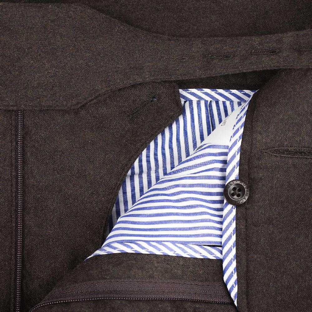 Rubinacci Pantalone manny in flanella marrone Fino al 50% di sconto
