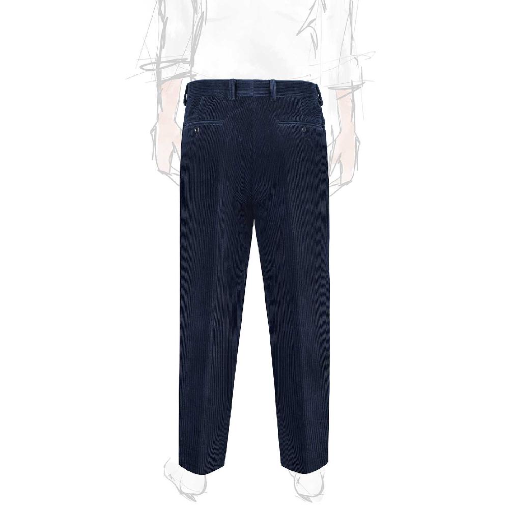 Rubinacci Pantalone 2 pinces in velluto a coste blu Fino al 60% di sconto