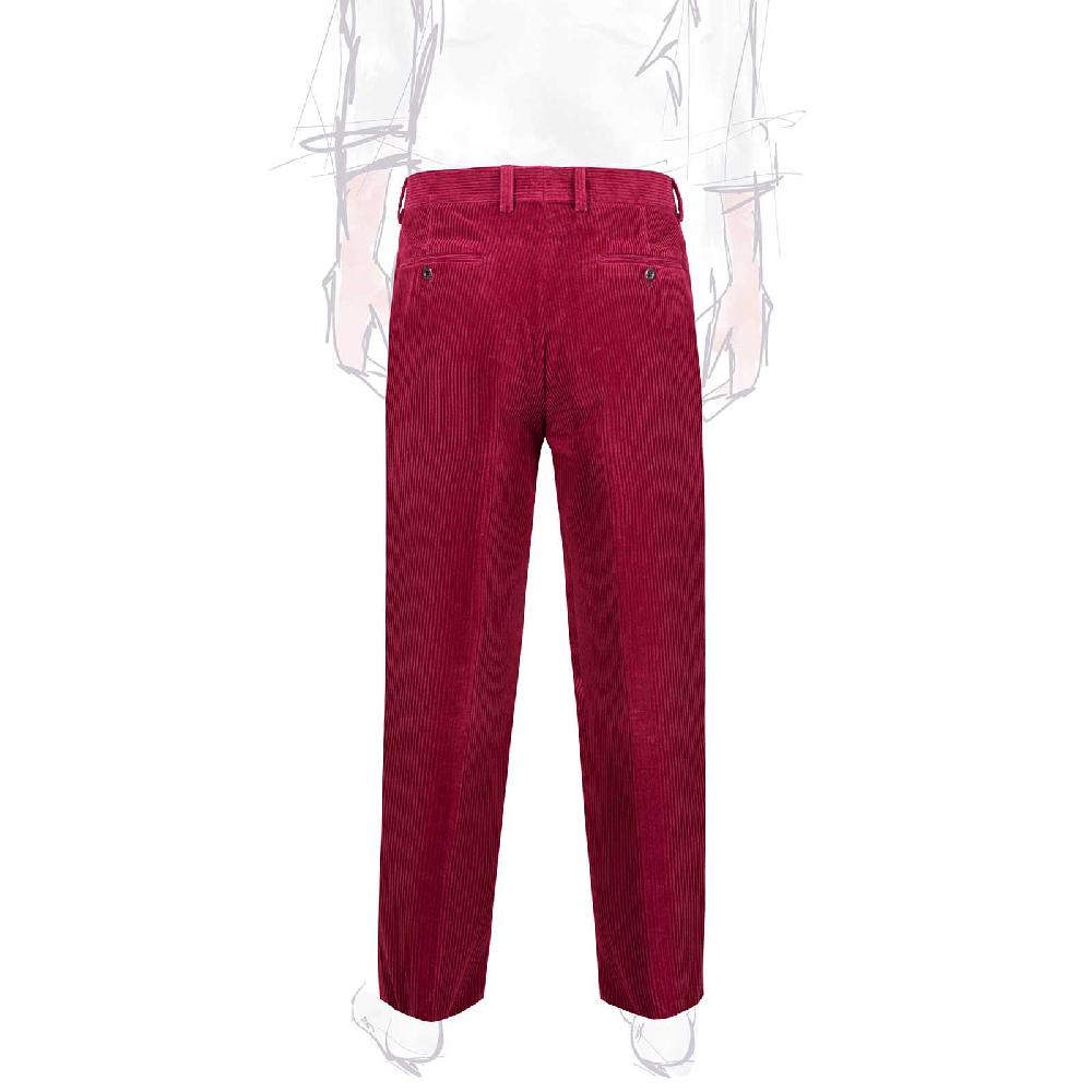 Rubinacci Pantalone 2 pinces in velluto a coste ciliegia Fino al 65% di sconto