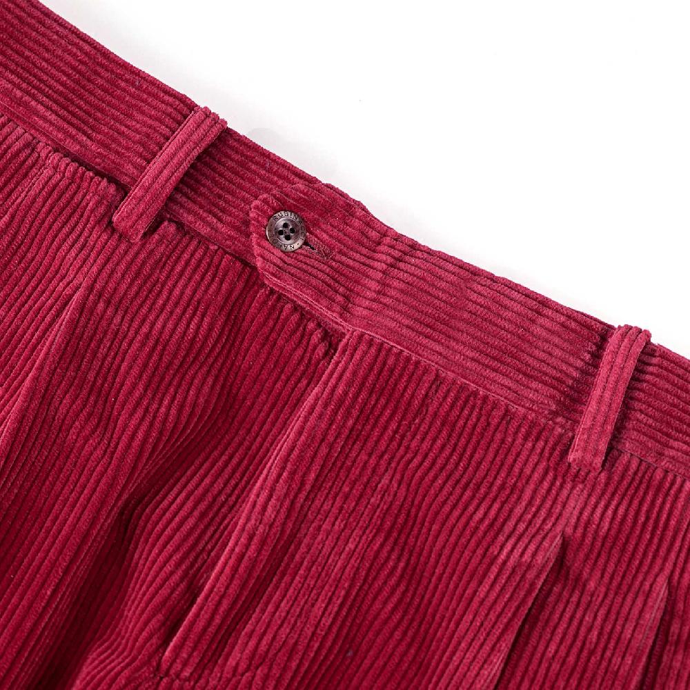 Rubinacci Pantalone 2 pinces in velluto a coste ciliegia Fino al 65% di sconto