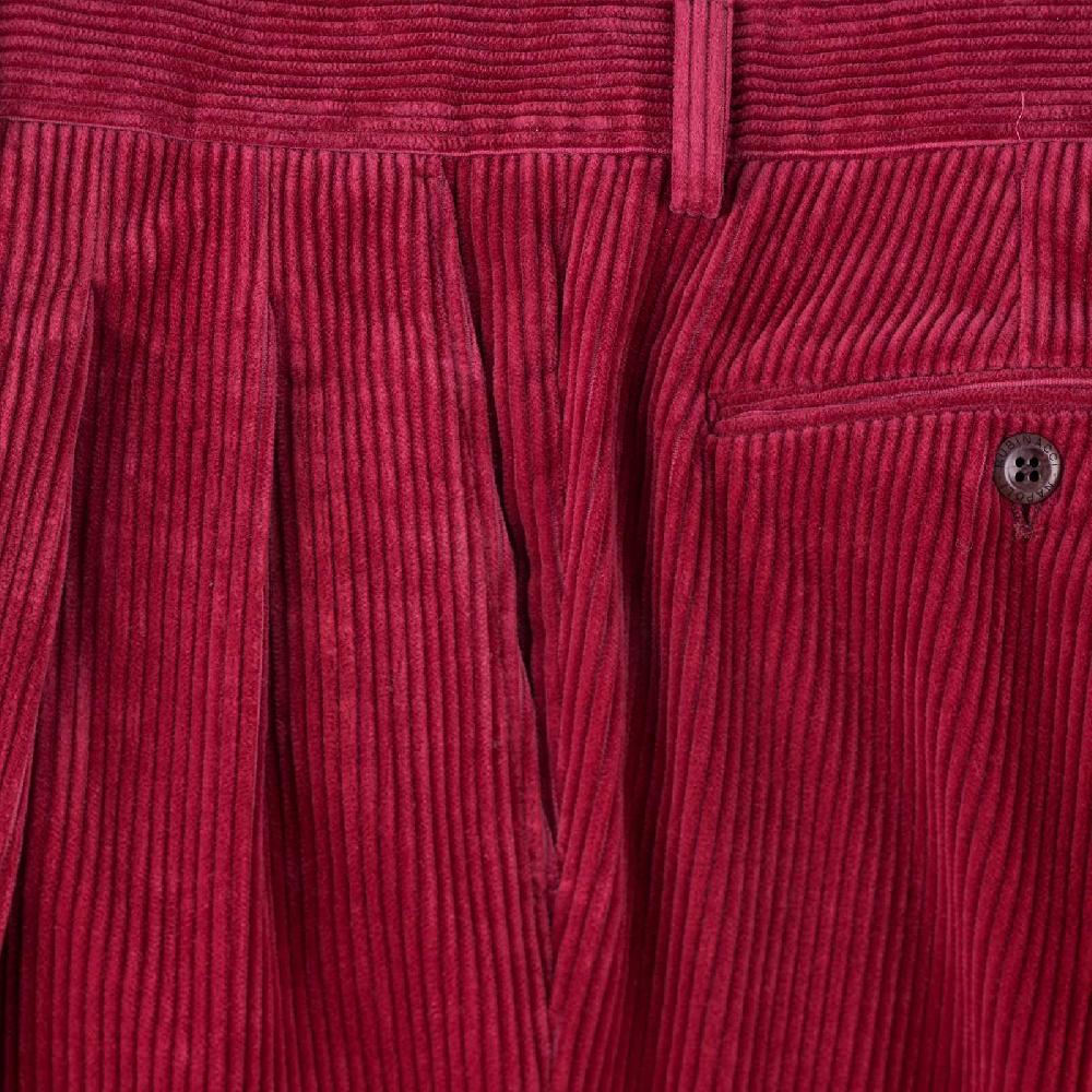 Rubinacci Pantalone 2 pinces in velluto a coste ciliegia Fino al 65% di sconto