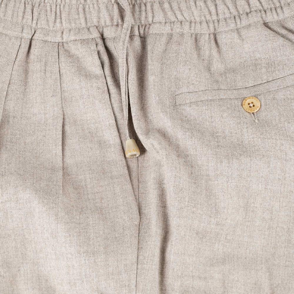 Rubinacci Pantalone leisure in lana beige Solo un giorno rimasto