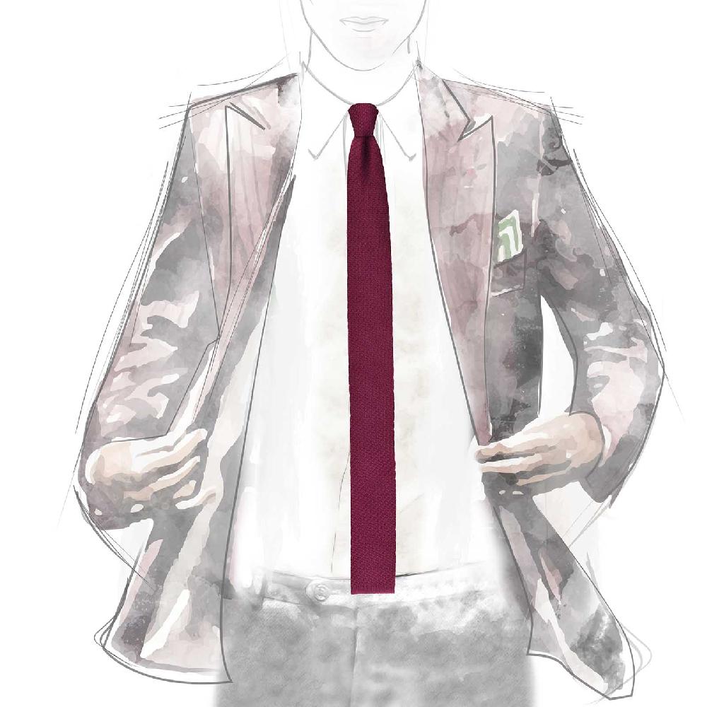 Rubinacci Cravatta in maglia vino Qualità Garantita