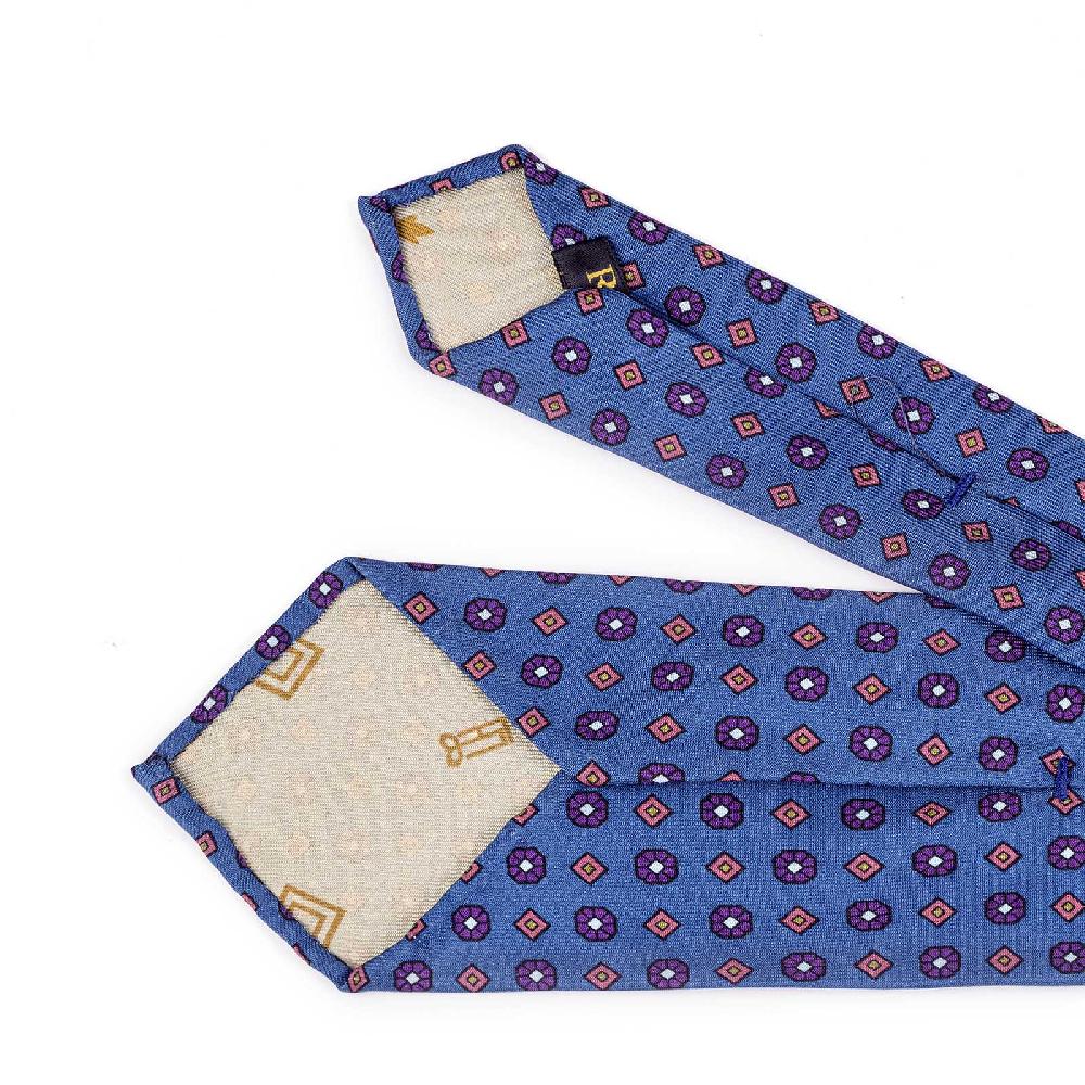 Rubinacci Cravatta in twill di seta con stampa floreale blu Fino Al -60%