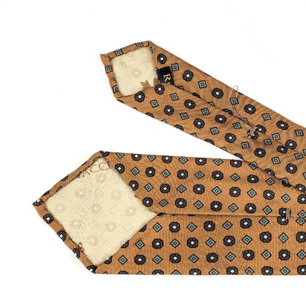 Rubinacci Cravatta in twill di seta arancio con stampa floreale Shopping Online