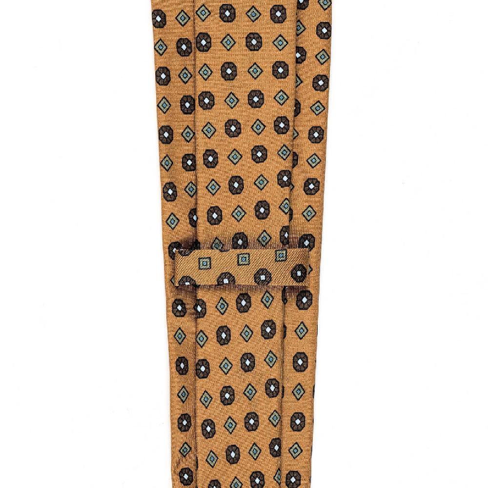 Rubinacci Cravatta in twill di seta arancio con stampa floreale Shopping Online