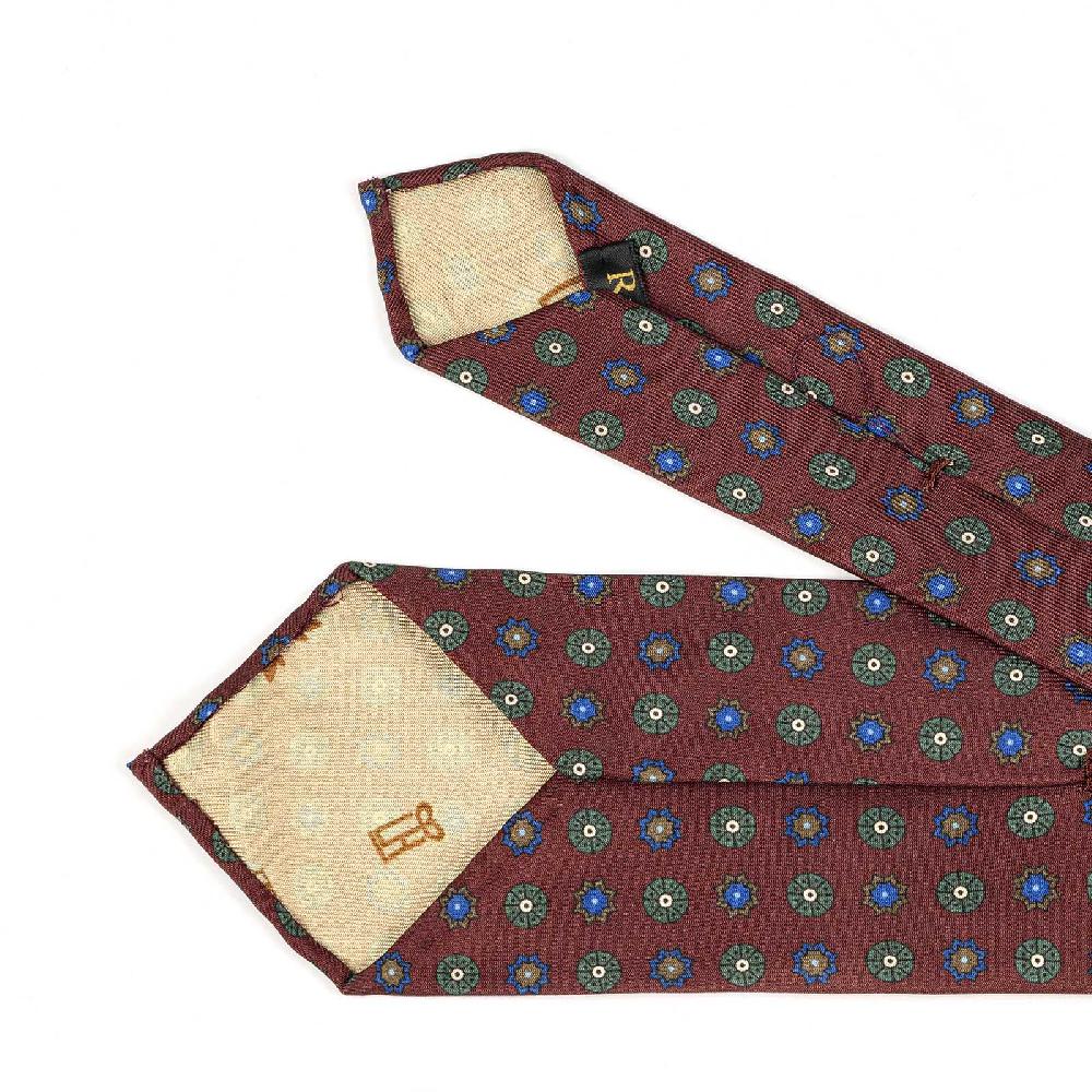 Rubinacci Cravatta in twill di seta bordeaux con stampa floreale Affare Del Giorno