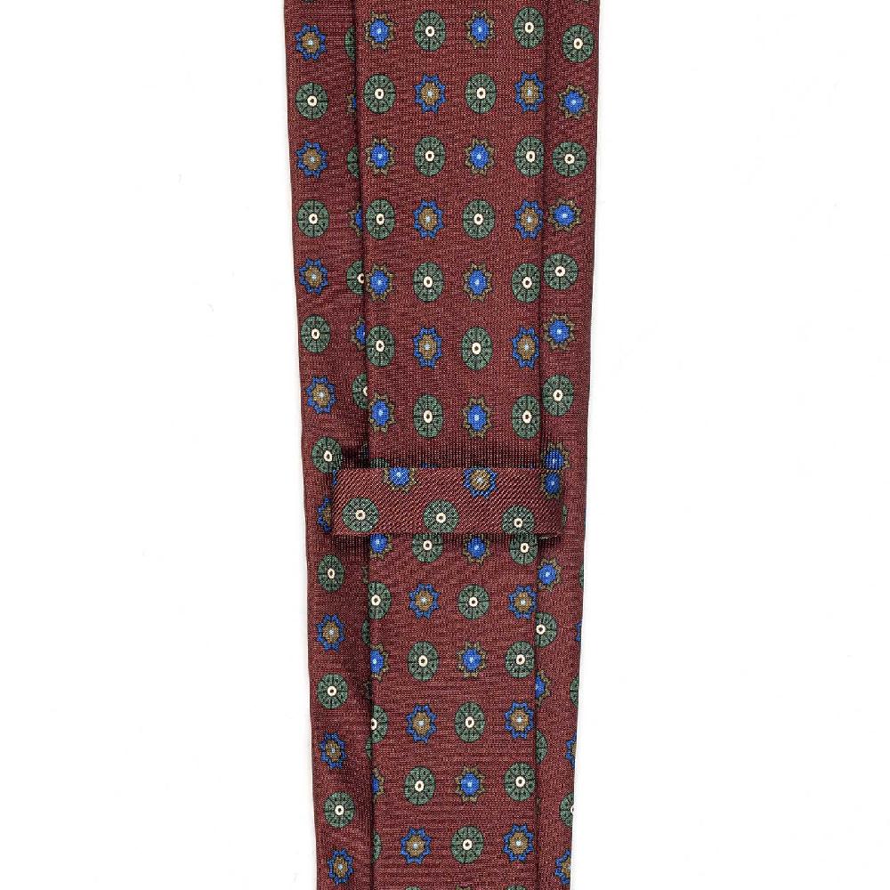 Rubinacci Cravatta in twill di seta bordeaux con stampa floreale Affare Del Giorno