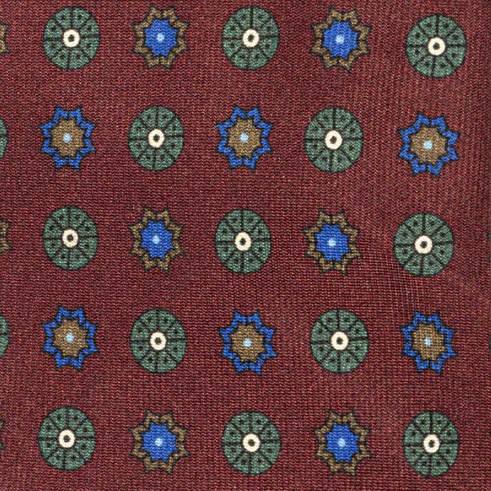 Rubinacci Cravatta in twill di seta bordeaux con stampa floreale Affare Del Giorno