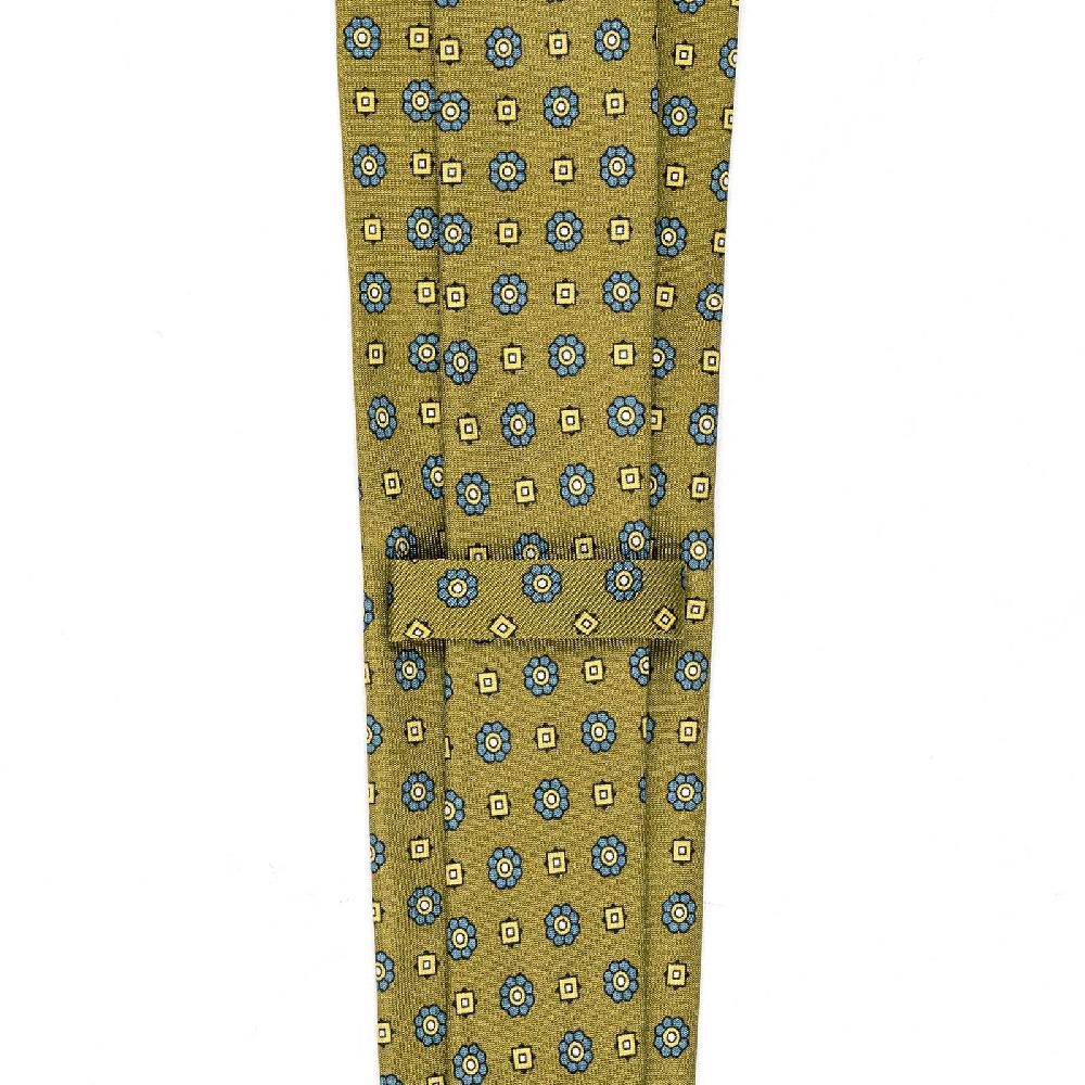 Rubinacci Cravatta in twill di seta senape con stampa floreale Sottocosto