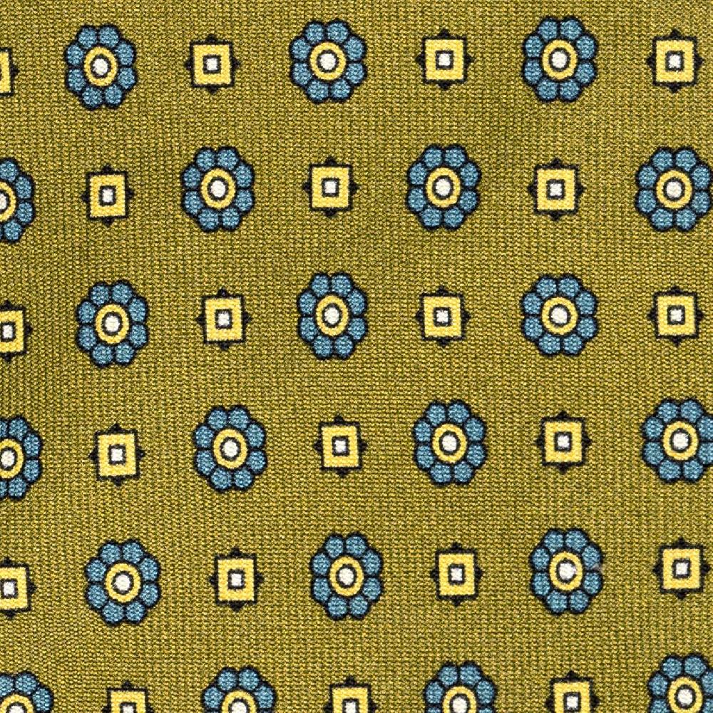 Rubinacci Cravatta in twill di seta senape con stampa floreale Sottocosto