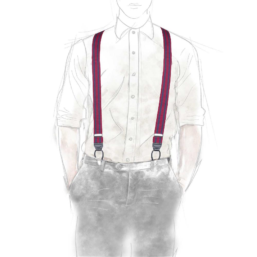 Rubinacci Bretelle rigate blu e bordeaux Moda