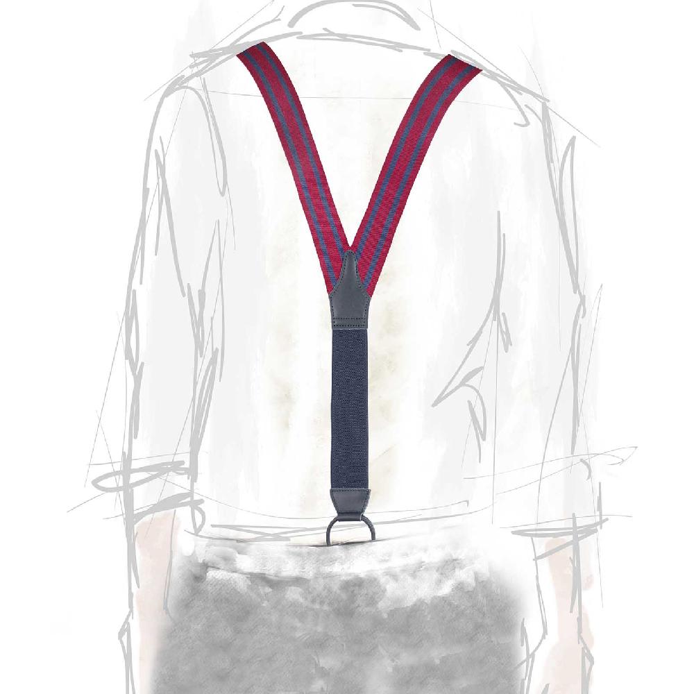 Rubinacci Bretelle rigate blu e bordeaux Moda