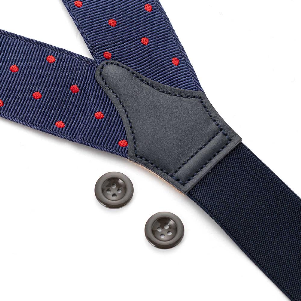 Rubinacci Bretelle blu a pois rosso Negozio online di fabbrica