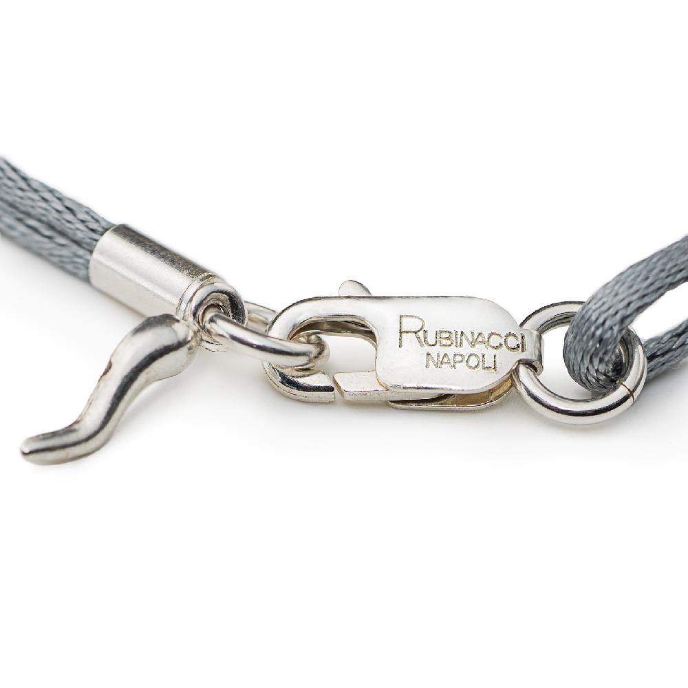Rubinacci Braccialetto ruby in seta grigio Liquidazione