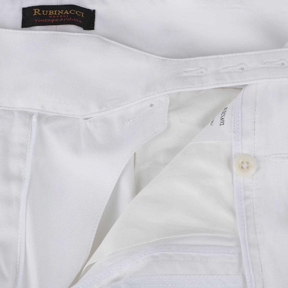 Rubinacci Vintage archive pantalone Manny in cotone bianco Consegna Veloce