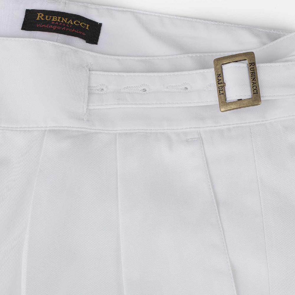 Rubinacci Vintage archive pantalone Manny in cotone bianco Consegna Veloce