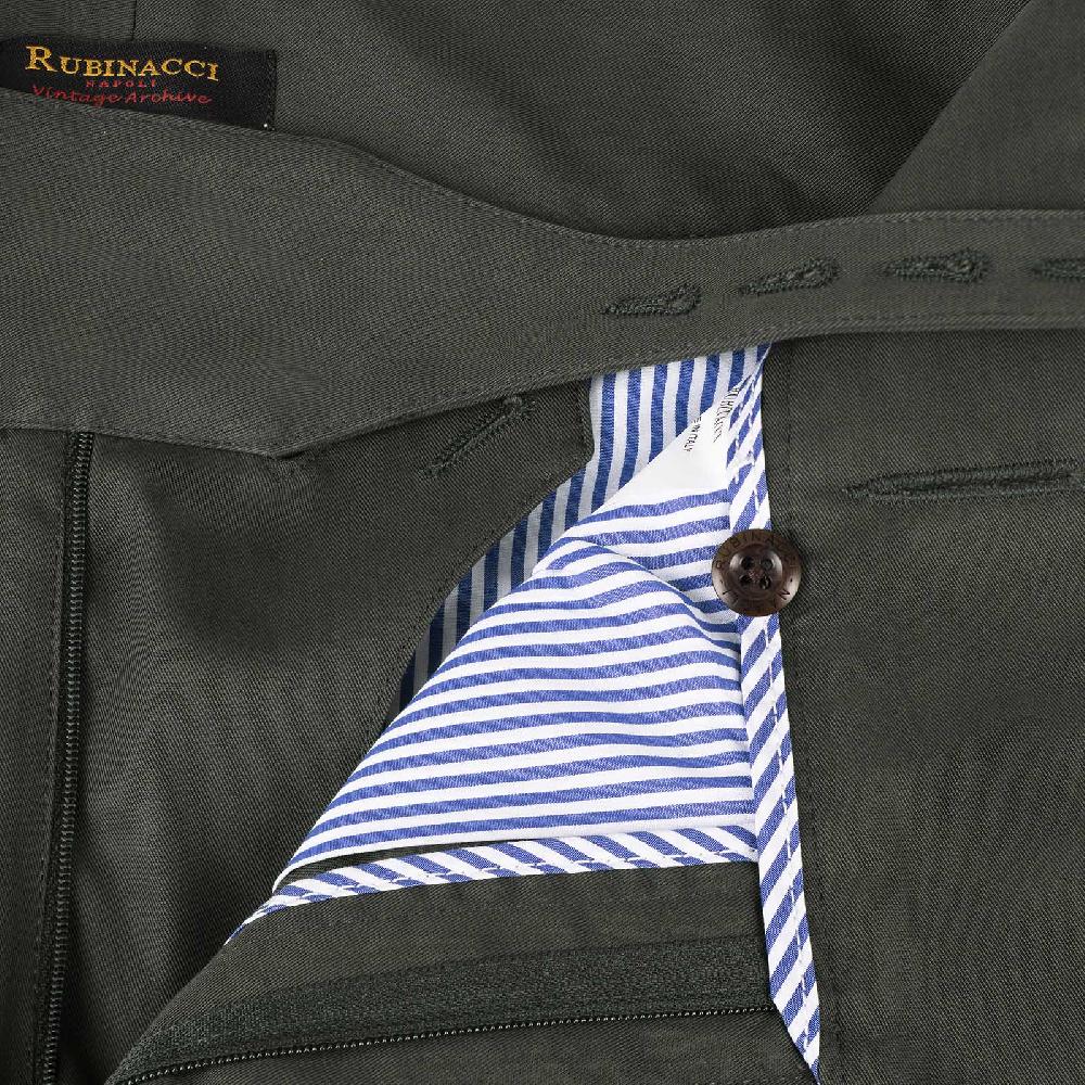 Rubinacci Vintage archive pantalone Manny in cotone verde militare Fino Al -60%