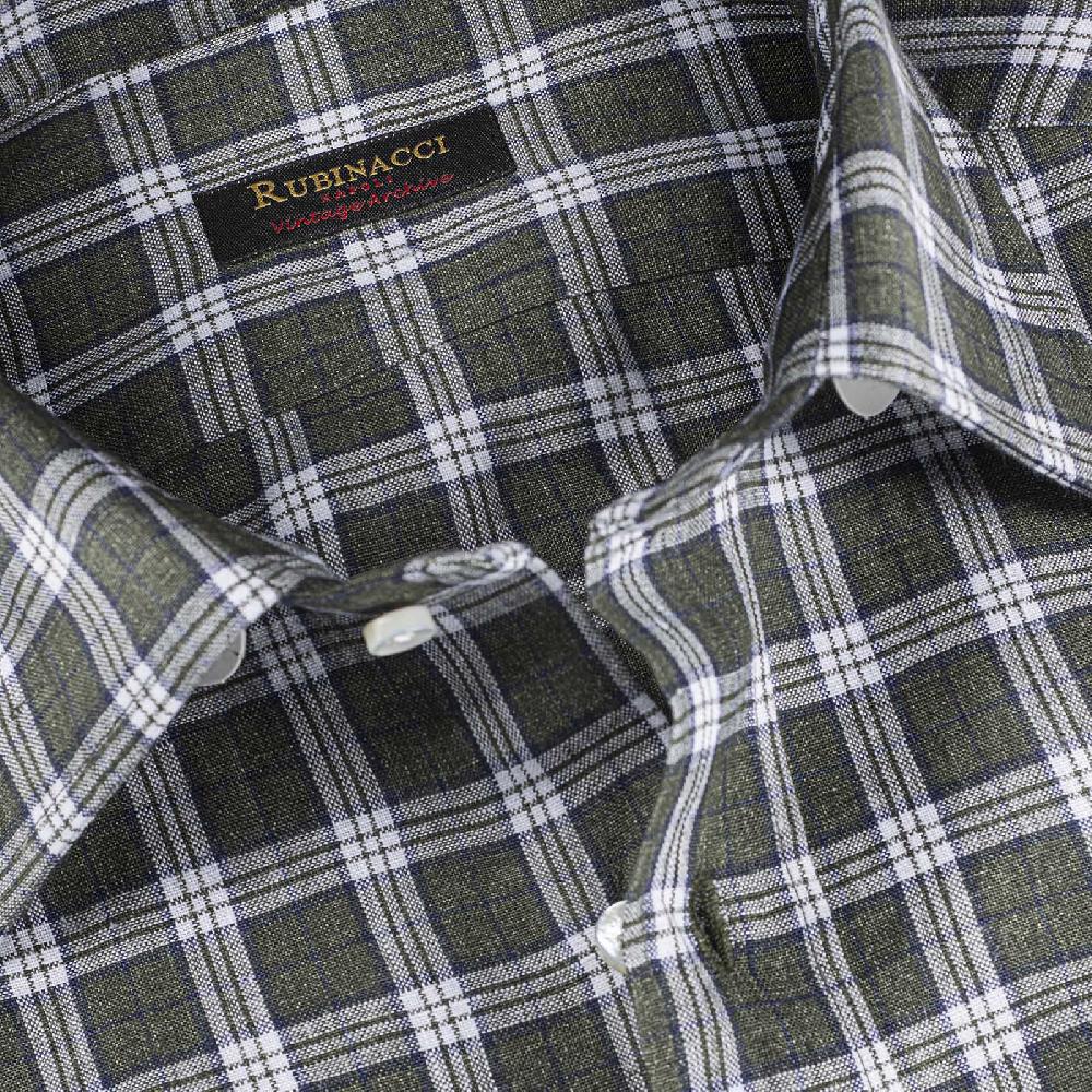Rubinacci Vintage archive camicia in lino verde e bianco Sottocosto