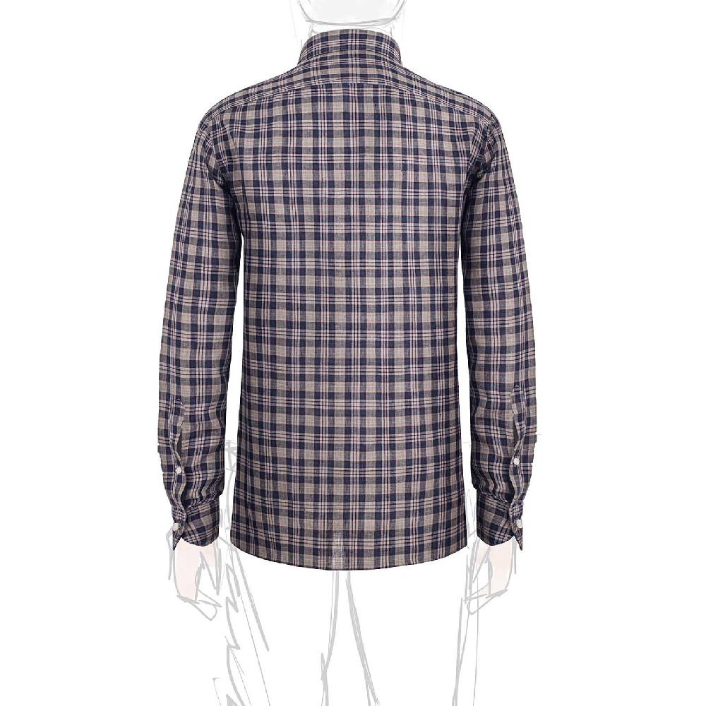 Rubinacci Vintage archive camicia in lino grigio e blu Convenienza
