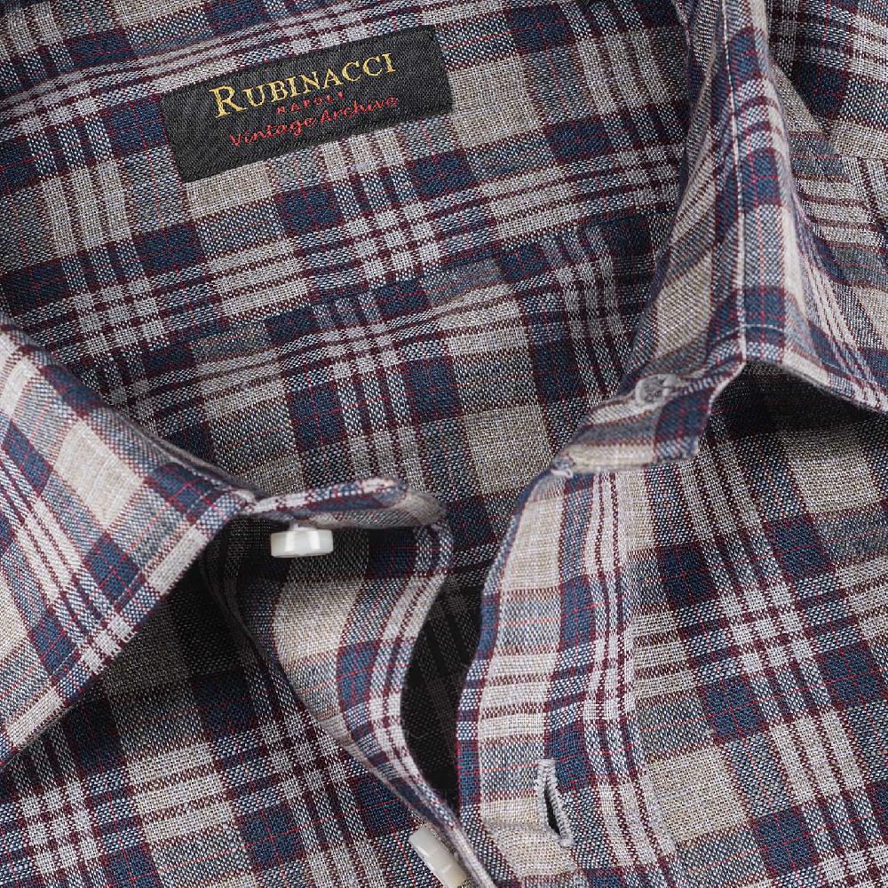 Rubinacci Vintage archive camicia in lino grigio e blu Convenienza