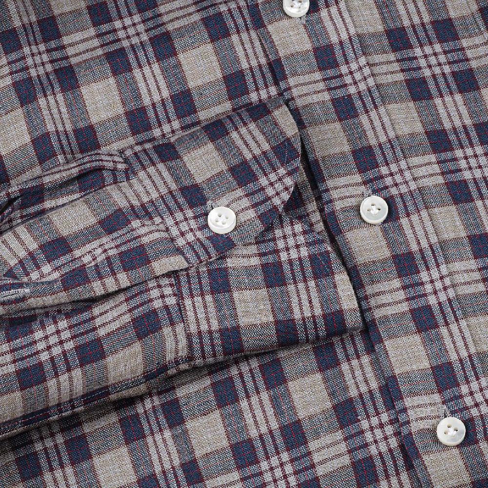 Rubinacci Vintage archive camicia in lino grigio e blu Convenienza