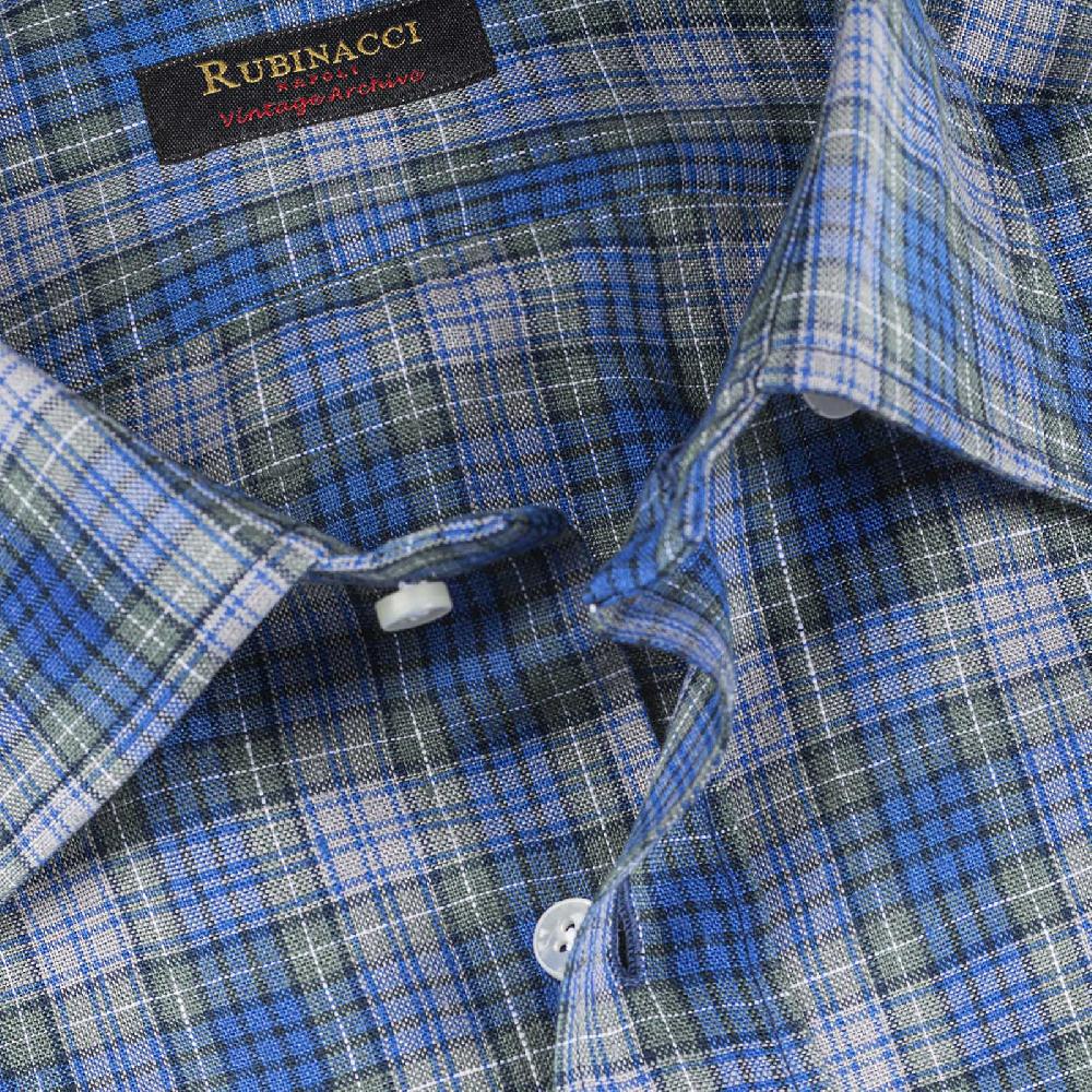 Rubinacci Vintage archive camicia in lino verde e blu Novità
