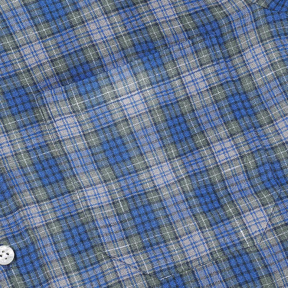 Rubinacci Vintage archive camicia in lino verde e blu Novità