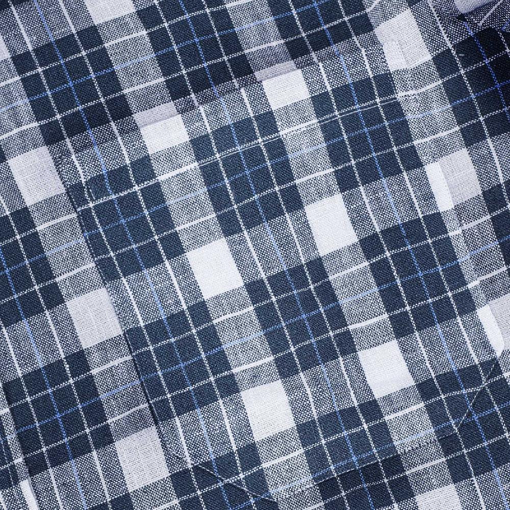 Rubinacci Vintage archive camicia in lino bianco e blu Presa