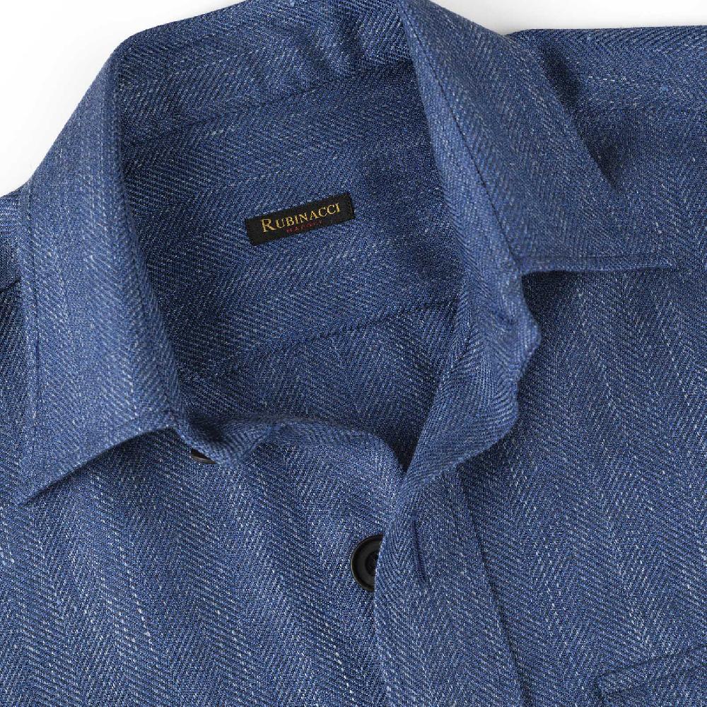 Rubinacci Sahariana in lana e seta blu Black Friday Prezzi