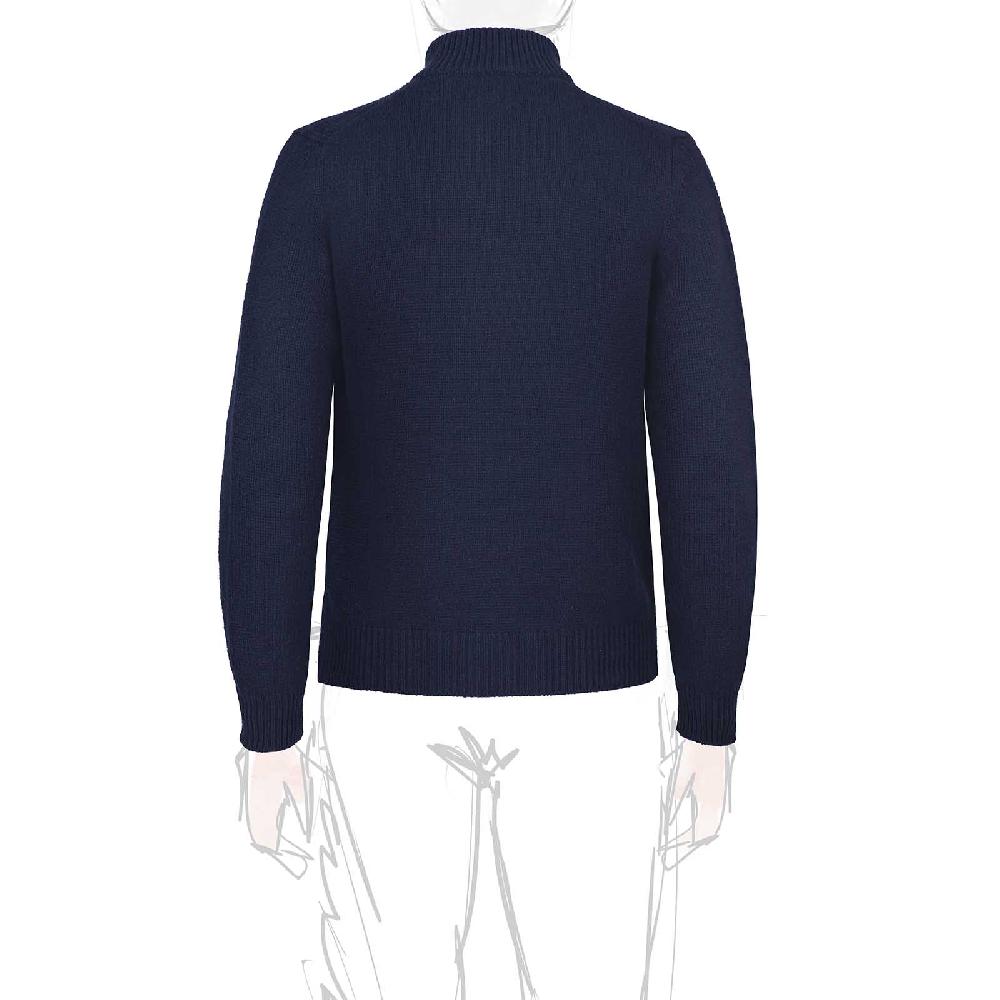 Rubinacci Pull zip in cashmere blu Saldi