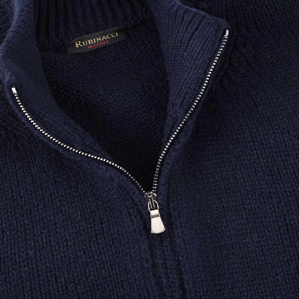 Rubinacci Pull zip in cashmere blu Saldi