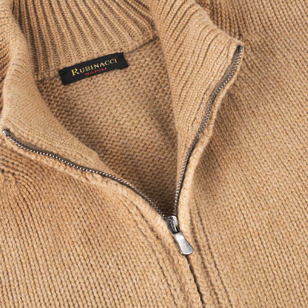 Rubinacci Pull zip in cashmere rhum Offerte