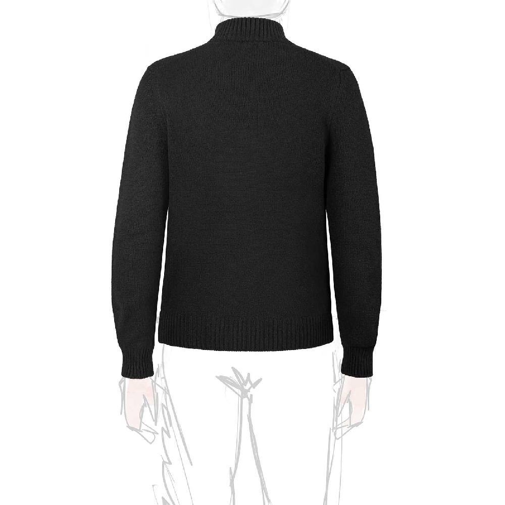 Rubinacci Pull mezza zip in cashmere nero Vendita Calda