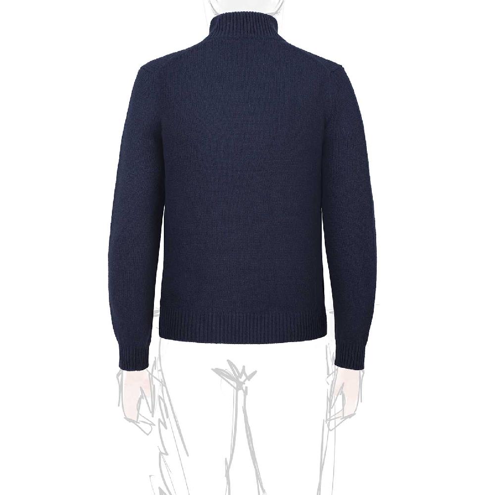 Rubinacci Pull mezza zip in cashmere blu Vendita Economica