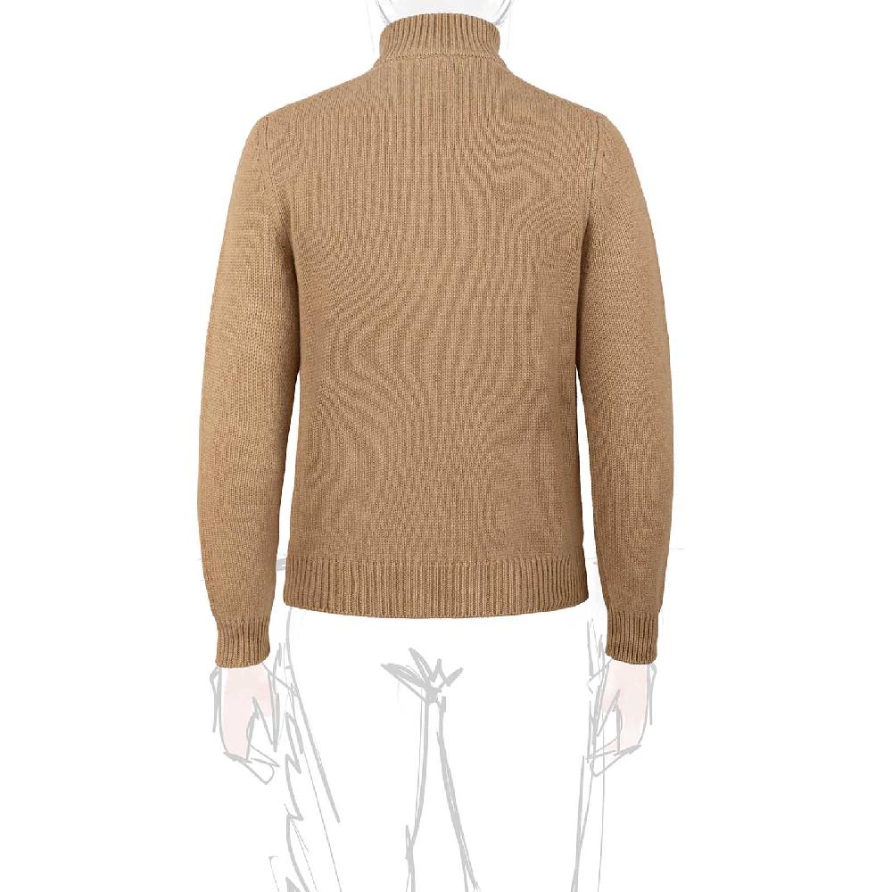 Rubinacci Pull mezza zip in cashmere rhum Saldi Di Fabbrica
