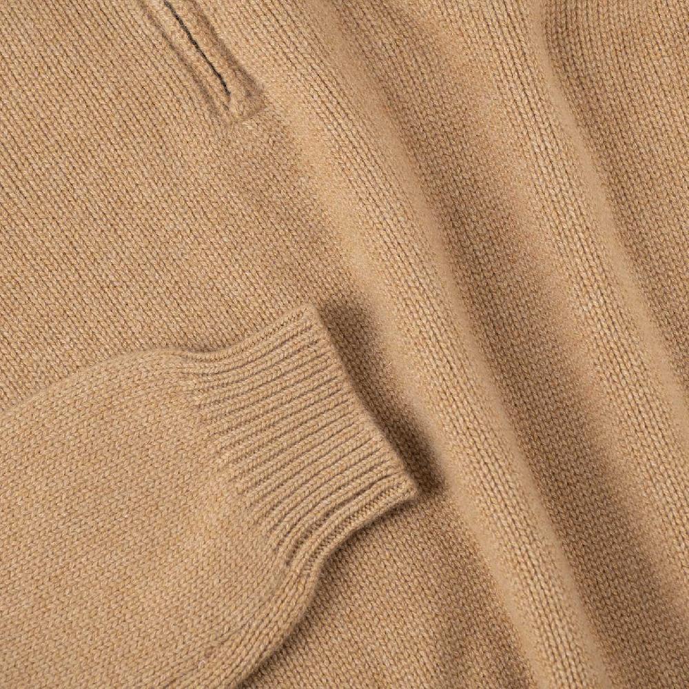Rubinacci Pull mezza zip in cashmere rhum Saldi Di Fabbrica