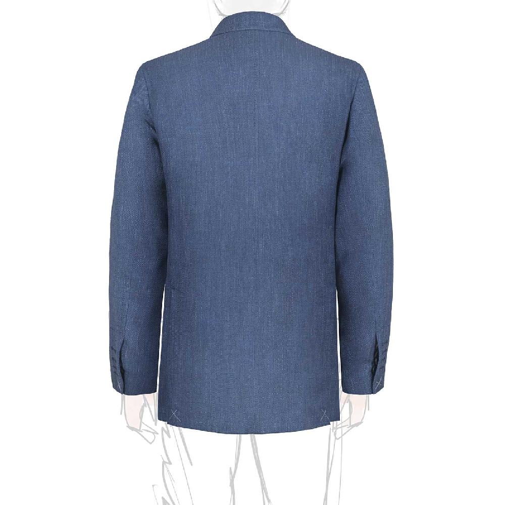 Rubinacci Giacca in lana e seta spigata blu Moda