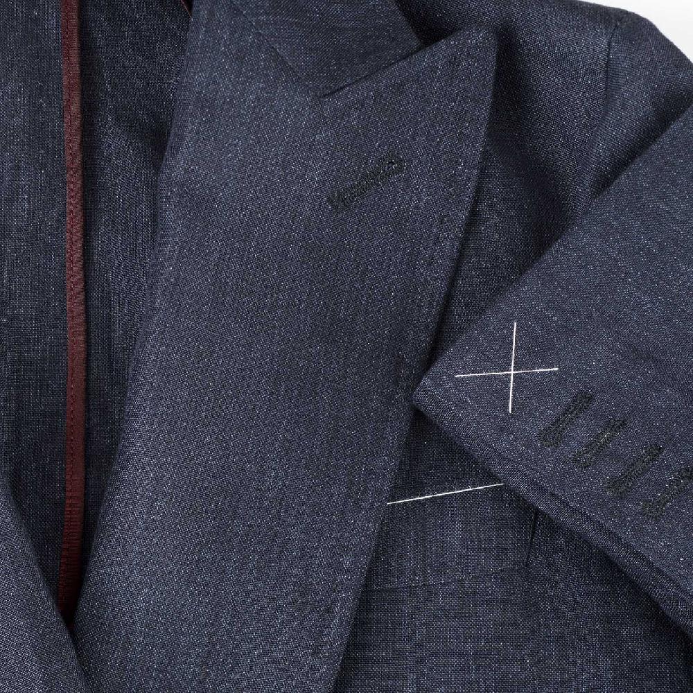 Rubinacci Giacca in lino blu Grande vendita