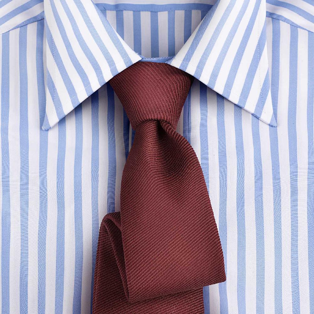 Rubinacci Camicia in cotone rigato bianco e celeste Online Outlet