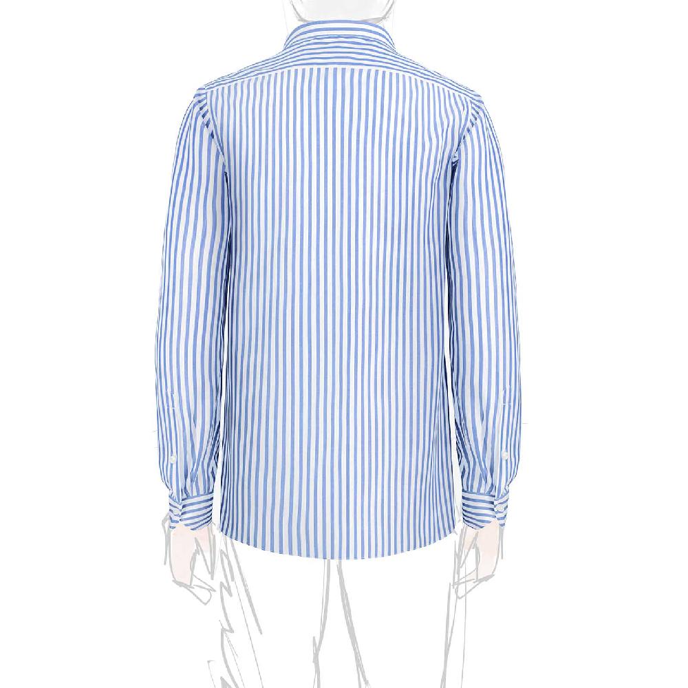 Rubinacci Camicia in cotone rigato bianco e celeste Online Outlet
