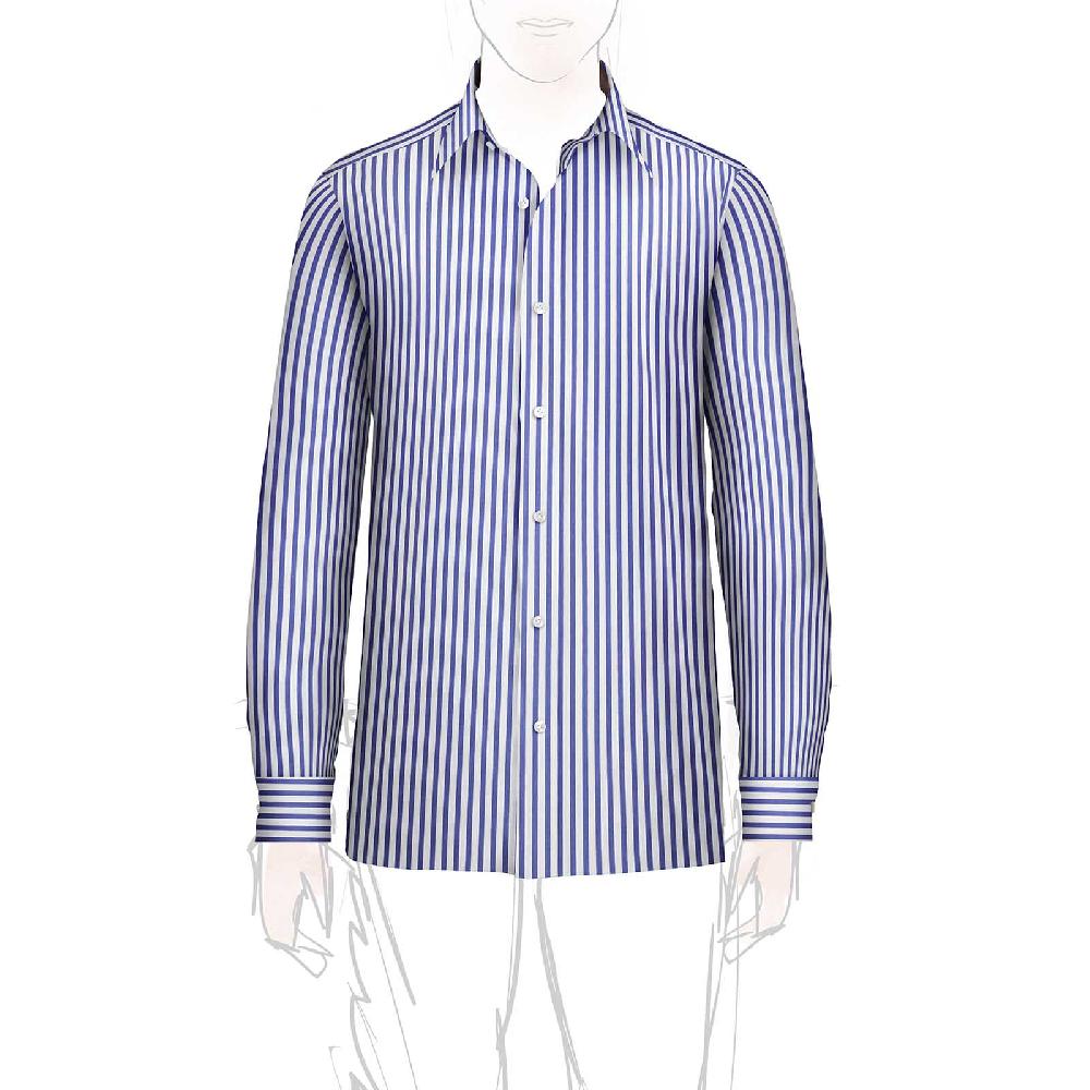 Rubinacci Camicia in cotone rigato bianco e blu Offerta temporanea