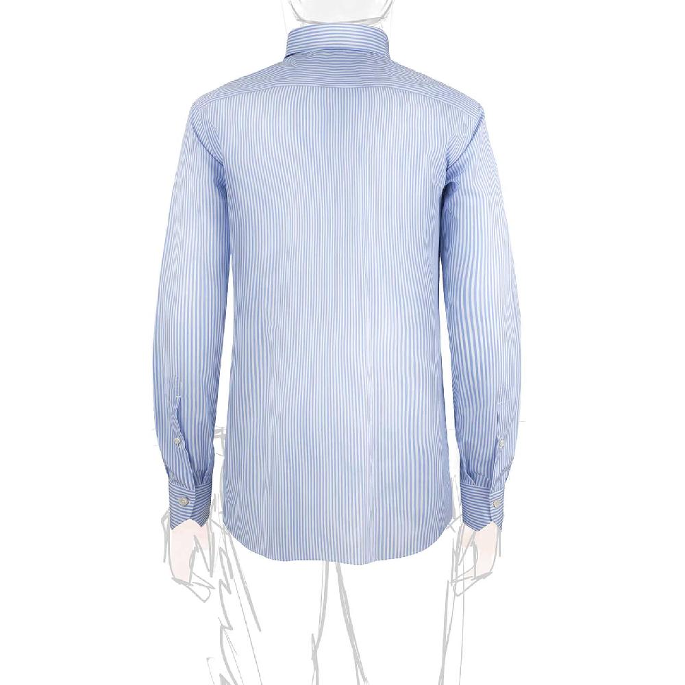 Rubinacci Camicia in cotone rigato bianco e celeste Bestseller