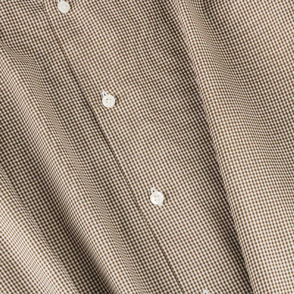 Rubinacci Camicia con collo bianco quadretto marrone Fino al 50% di sconto