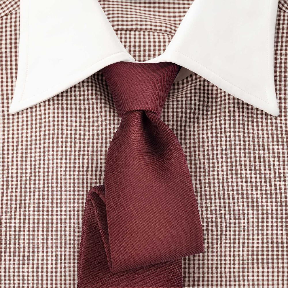 Rubinacci Camicia con collo bianco quadretto marrone Fino al 65% di sconto