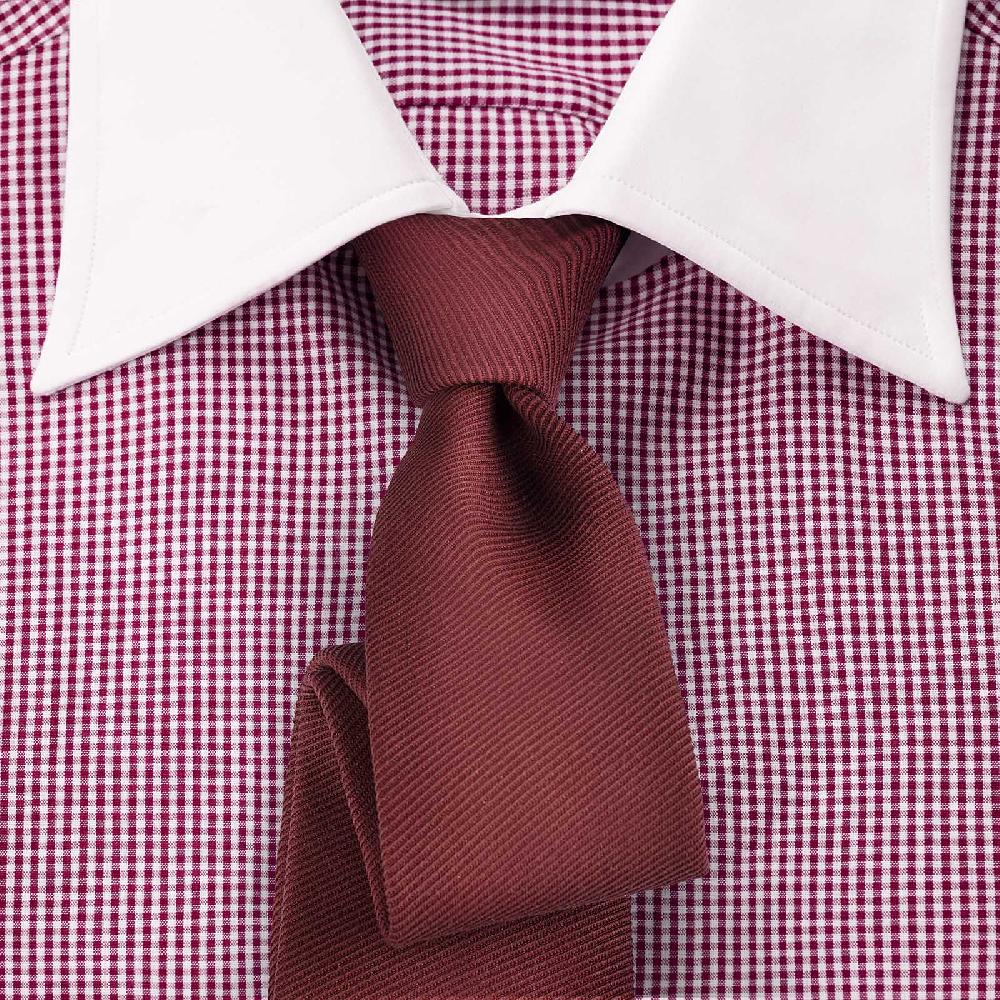 Rubinacci Camicia con collo bianco quadretto bordeaux Only for today