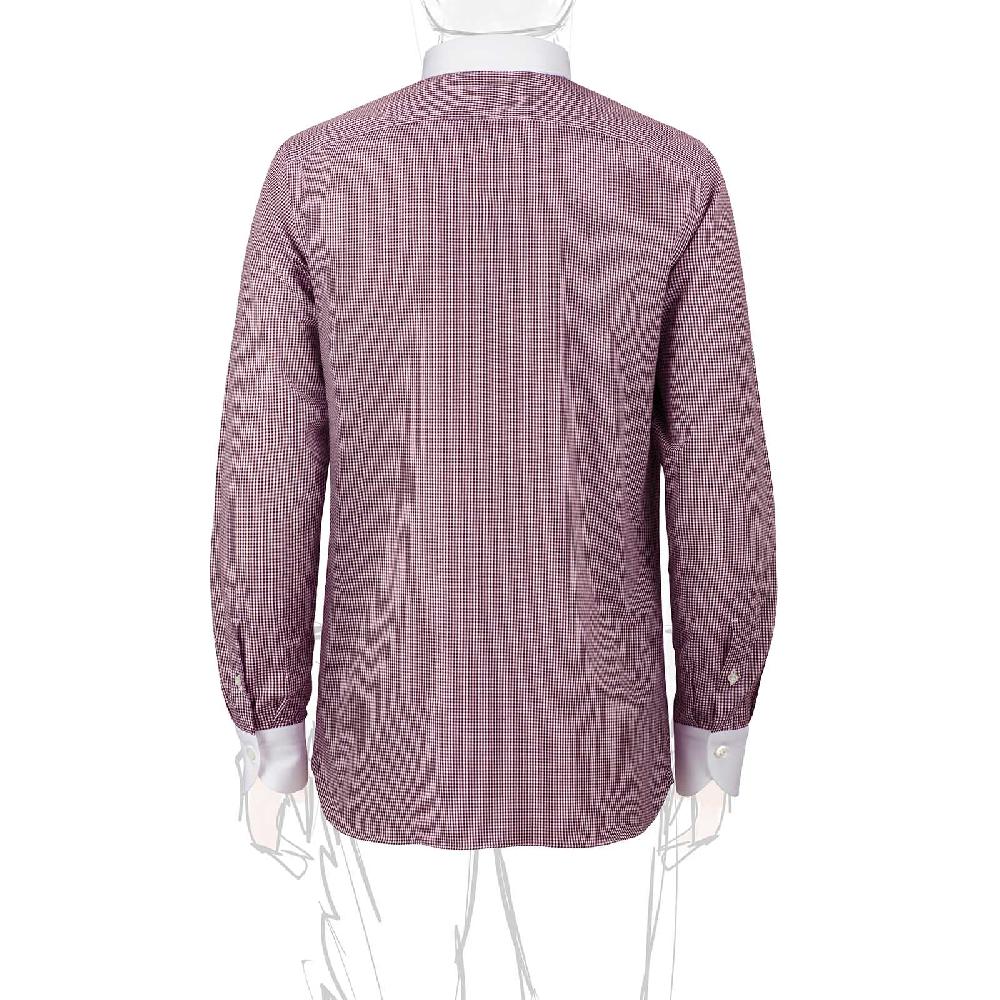 Rubinacci Camicia con collo bianco quadretto bordeaux Only for today