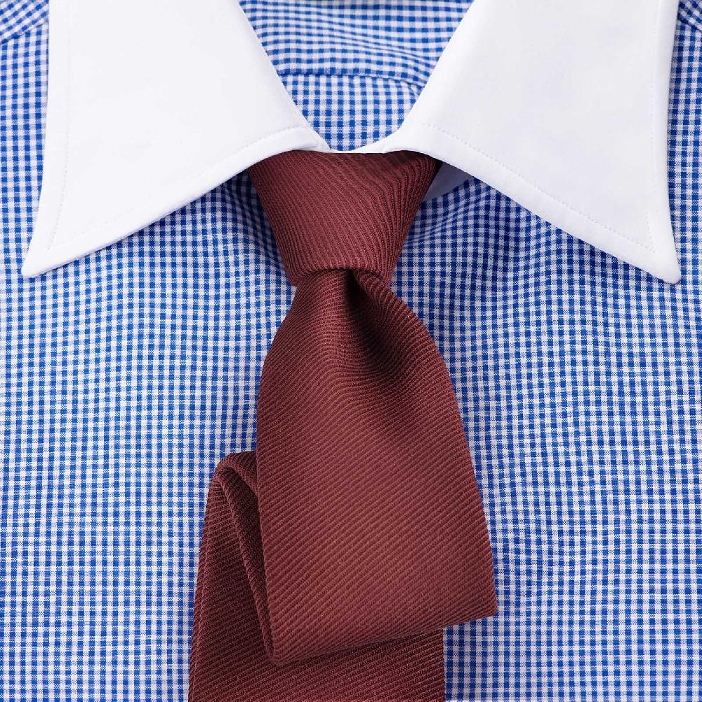Rubinacci Camicia con collo bianco quadretto blu Offerta speciale della fabbrica
