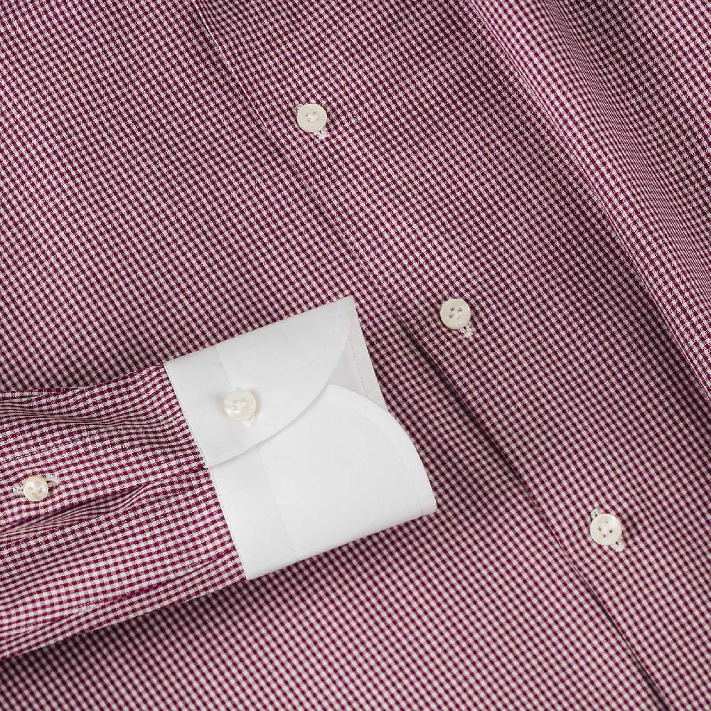 Rubinacci Camicia con collo bianco quadretto bordeaux Fino al 55% di sconto